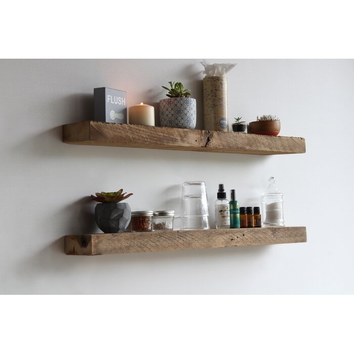 Gracie Oaks Joao Piece Reclaimed Barn Wood Solid Wood Floating Shelf